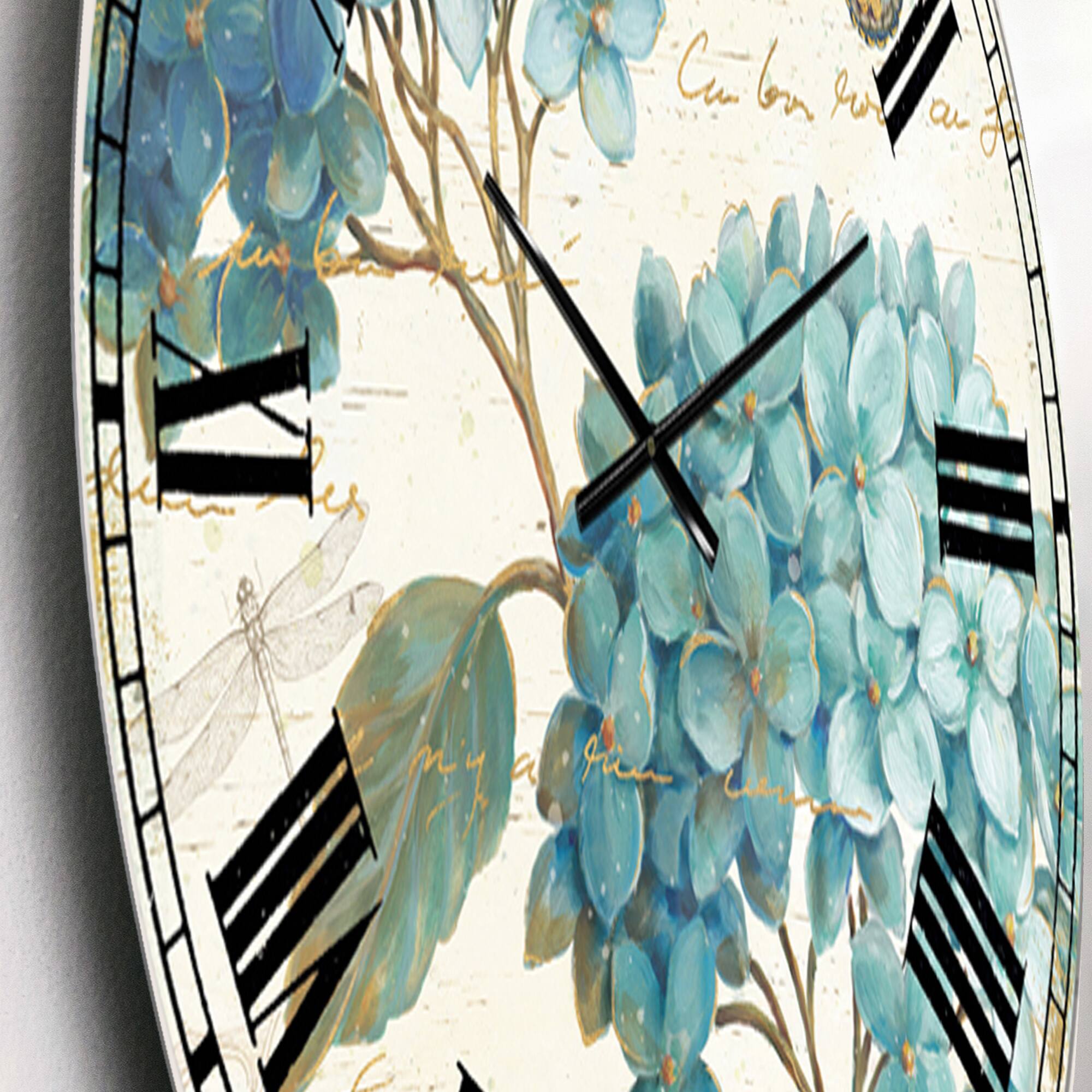 Designart 'Butterfly Blue Garden I Traditional Wall Clock